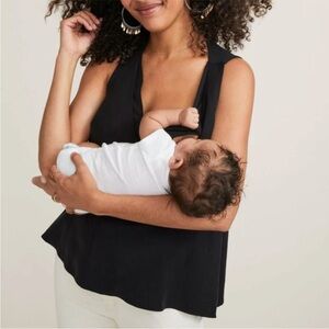 NEW NWT Hatch Maternity Linen Back In The Game Nursing Tank Top Black Small